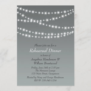 Paloma Grey Twinkle Lights Rehearsal Dinner Invitation
