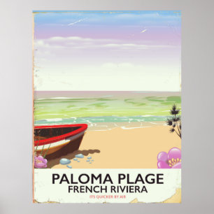 Paloma Plage, French Riviera travel poster