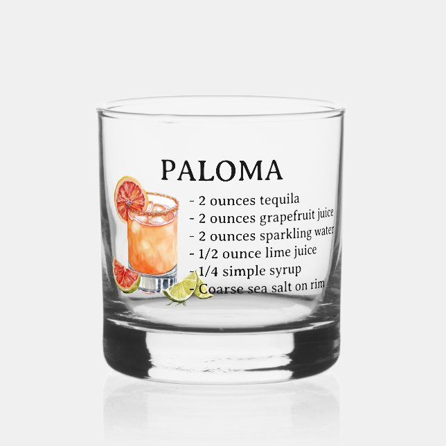 Paloma Tequila Cocktail Recipe Whiskey Glass (Front)