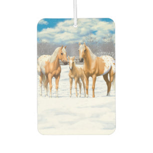 Palomino Appaloosa Horses In Snow Car Air Freshener