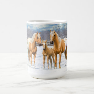 Palomino Appaloosa Horses In Snow Coffee Mug