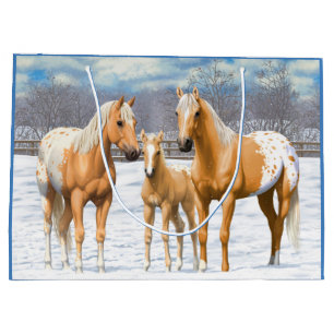 Palomino Appaloosa Horses In Snow Large Gift Bag