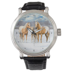 Palomino Appaloosa Horses In Snow Watch