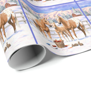 Palomino Appaloosa Horses In Snow Wrapping Paper