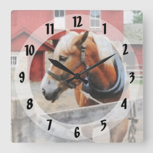 Palomino By Red Barn Square Wall Clock