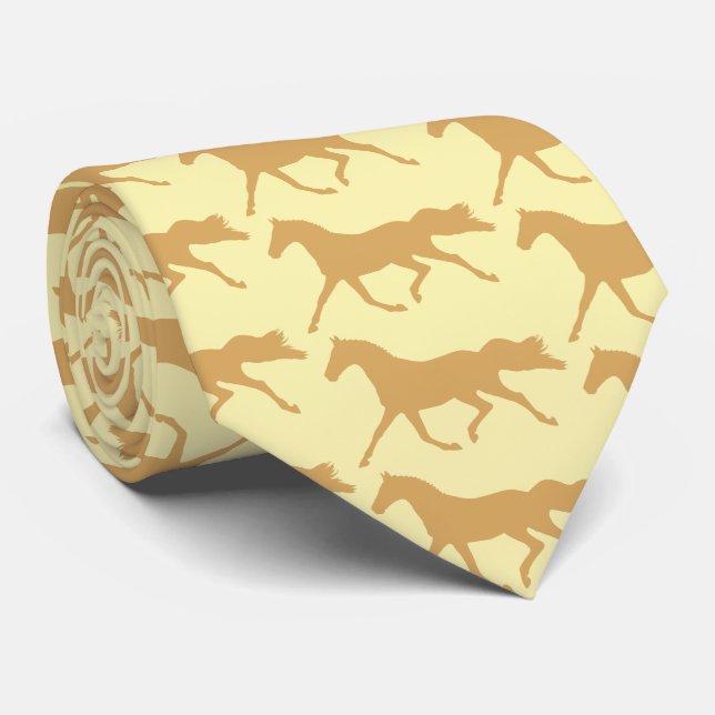 Palomino Horse Cream and Tan Pattern Tie (Rolled)