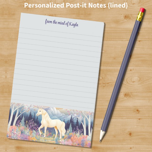 Palomino Horse Girl Wildflower Personalised Slogan Post-it Notes (Palomino Horse Girl Wildflower Personalized Slogan Post-it Notes)