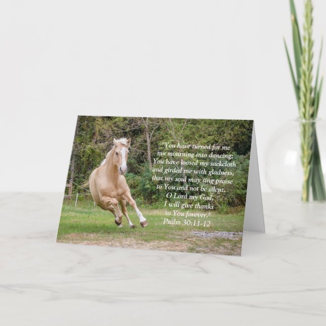 Palomino Horse in Field Scripture Greeting Card (Front)
