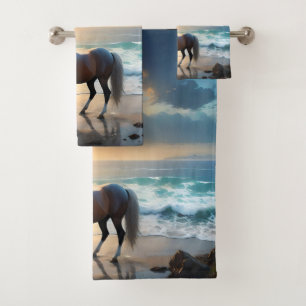 Palomino Horse On The Beach,  Bath Towel Set