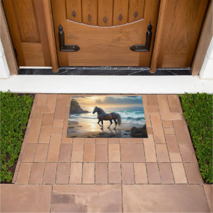 Palomino Horse On The Beach, Doormat