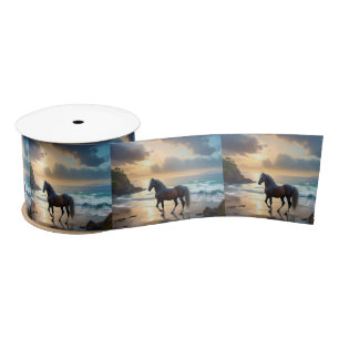 Palomino Horse On The Beach, Satin Ribbon