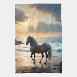 Palomino Horse On The Beach, Tea Towel