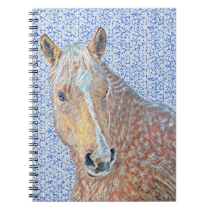 Palomino Horse on Vintage Blue Journal Notebook
