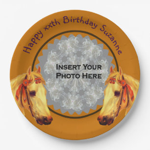 Palomino Horse Personalized Photo Birthday Party Paper Plate