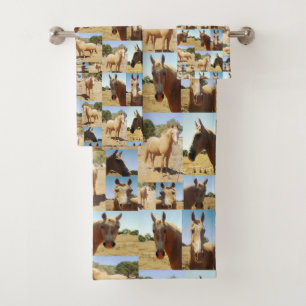 Palomino Horse Photo Collage, Bath Towel Set