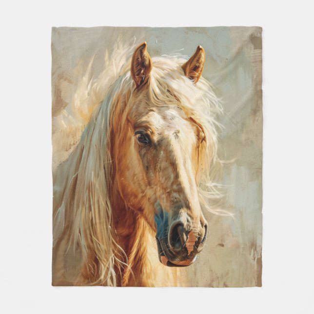 Palomino Horse Portrait Fleece Blanket (Front)