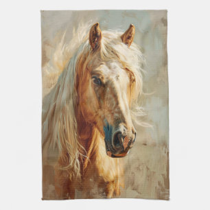 Palomino Horse Portrait Tea Towel