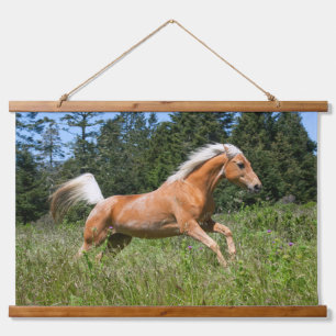 Palomino Horse Running through a Meadow Hanging Tapestry