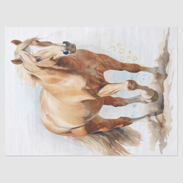Palomino Horse Watercolor Decoupage Tissue Paper (Front)