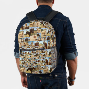 Palomino Horses Photo Collage, Printed Backpack