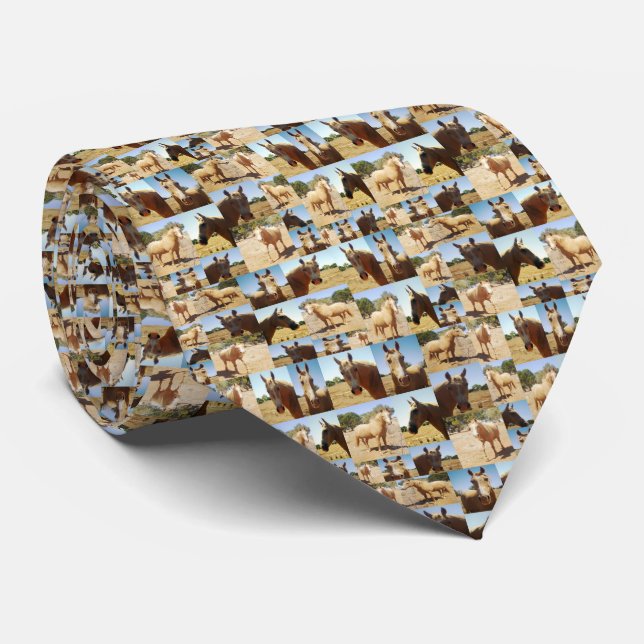 Palomino Horses Photo Collage, Tie (Rolled)