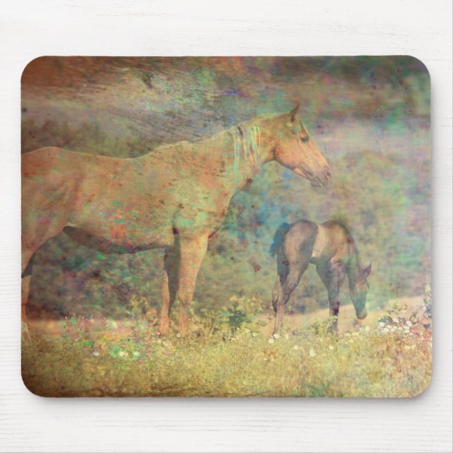 Palomino Mare and Foal Mouse Mat (Front)
