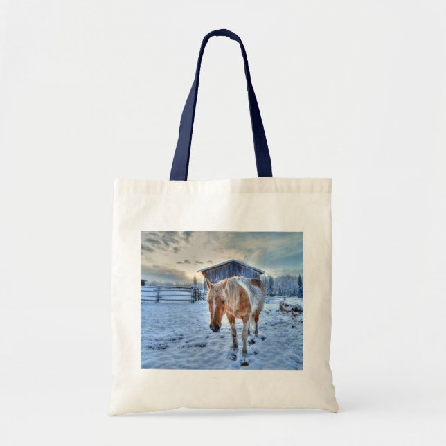 Palomino Paint Horse and Barn for Animal-lovers Tote Bag (Front)