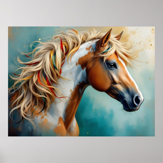 Palomino Paint Mustang Portrait Poster (Front)