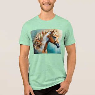 Palomino Paint Mustang Portrait Tri-Blend Shirt