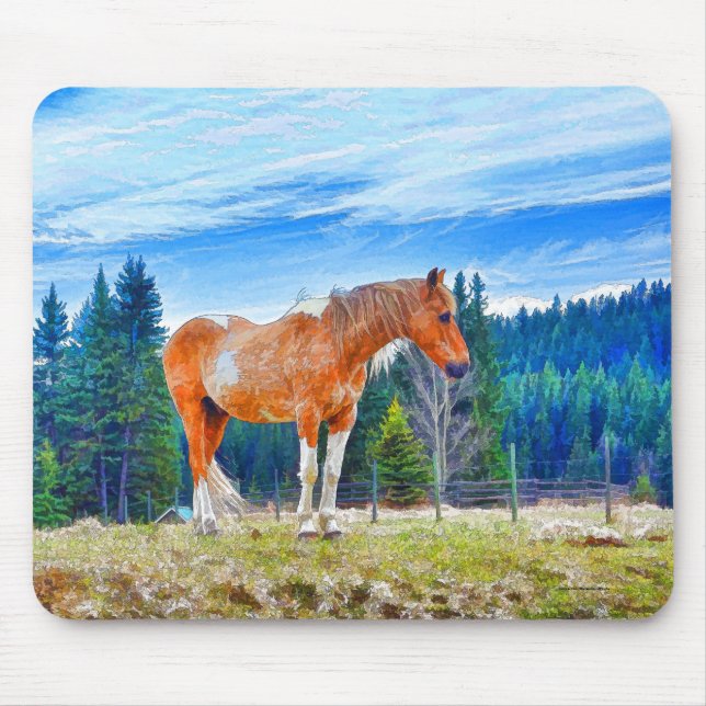 Palomino Pinto in Field and Forest Scene Mouse Mat (Front)