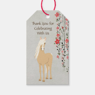 Palomino Pony Floral Horse Birthday Favour Gift Tags