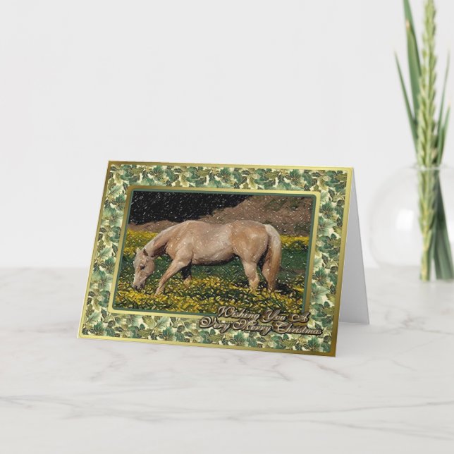 Palomino Quarter Horse Blank Christmas Card (Front)
