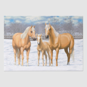 Palomino Quarter Horses In Winter Snow Tissue Paper