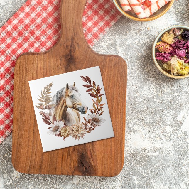 Palomino Quarterhorse Autumn Wreath Tile (Creator Uploaded)