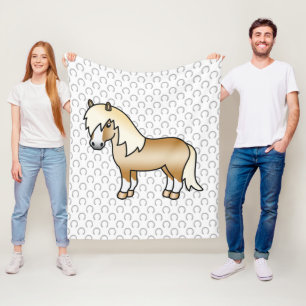 Palomino Shetland Pony Cute Cartoon Illustration Fleece Blanket