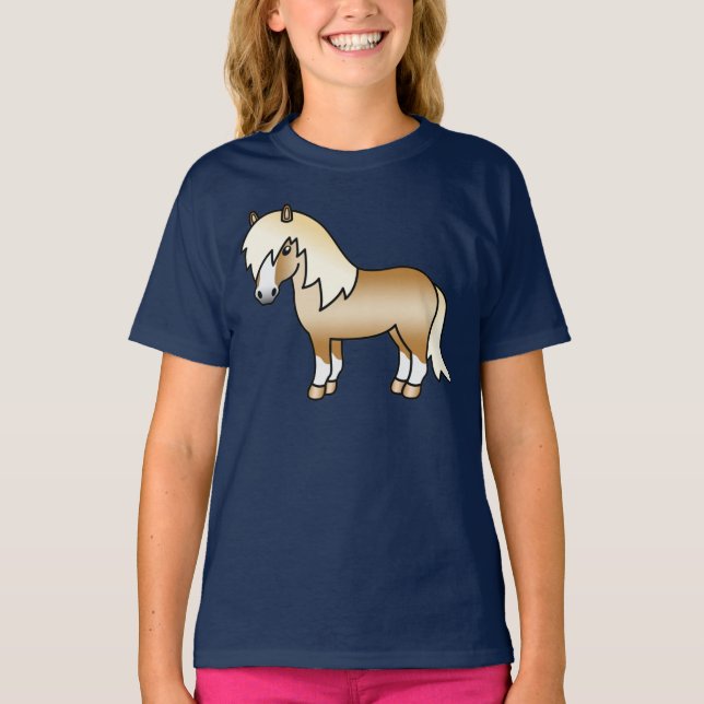 Palomino Shetland Pony Cute Cartoon Illustration T-Shirt (Front)