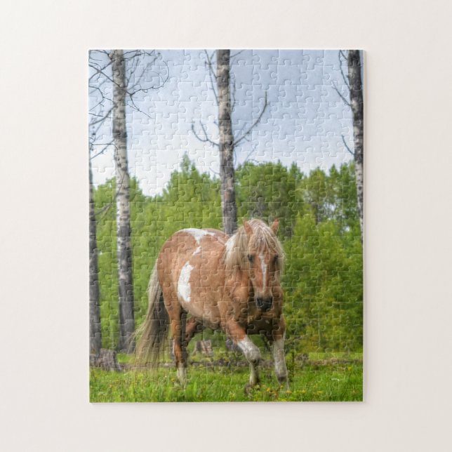 Palomino Stallion Horse and Trees Equine Photo Jigsaw Puzzle (Vertical)
