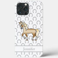Palomino Trotting Horse Cute Cartoon Illustration