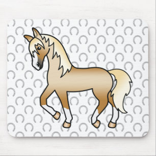 Palomino Trotting Horse Cute Cartoon Illustration Mouse Mat
