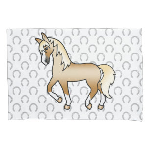 Palomino Trotting Horse Cute Cartoon Illustration Pillowcase