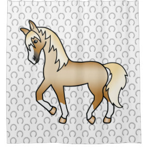 Palomino Trotting Horse Cute Cartoon Illustration Shower Curtain