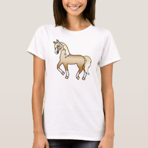 Palomino Trotting Horse Cute Cartoon Illustration T-Shirt