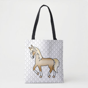Palomino Trotting Horse Cute Cartoon Illustration Tote Bag