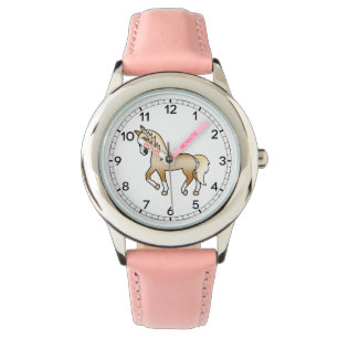 Palomino Trotting Horse Cute Cartoon Illustration Watch