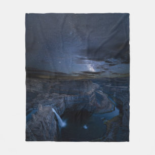 Palouse Falls Park & Milky Way   Washington State Fleece Blanket