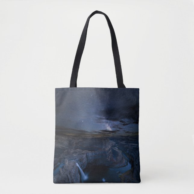 Palouse Falls Park & Milky Way | Washington State Tote Bag (Front)