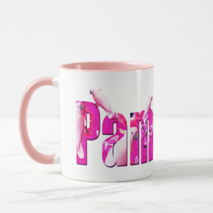 Pam, Name Logo With White Parrots, Mug