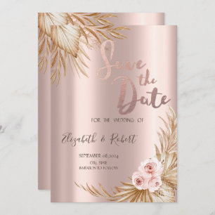 Pamapas Grass Luxury Rose Gold Save The Date