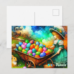 PAMELA ~ EASTER GIRL  ~ Alcohol Inks picture ~ Postcard