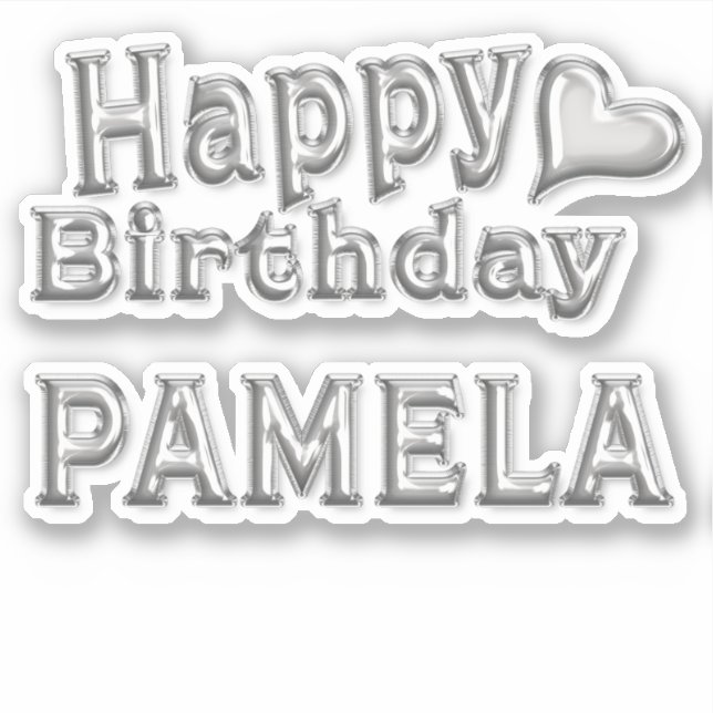 Pamela Happy Birthday silver sticker sticker (Front)